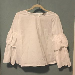 Madewell white ruffle long-sleeve blouse